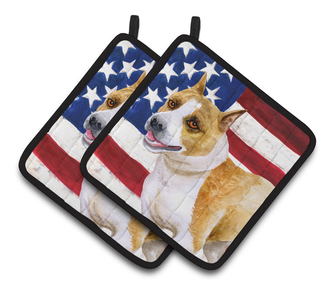 Caroline's Treasures Staffordshire Patriotic Pair of Pot Holders