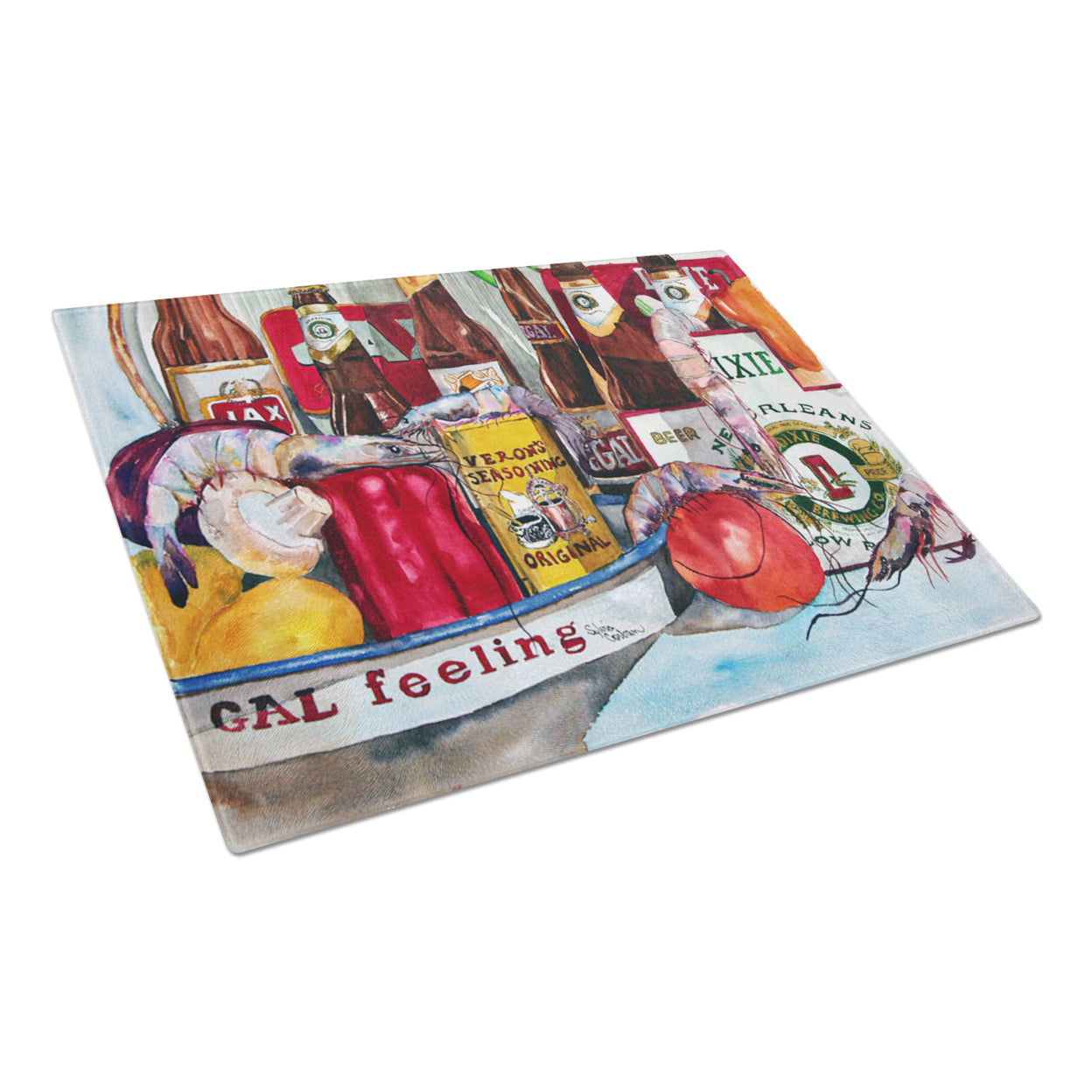 Caroline's Treasures Veron's and New Orleans Beers Glass Cutting Board Large