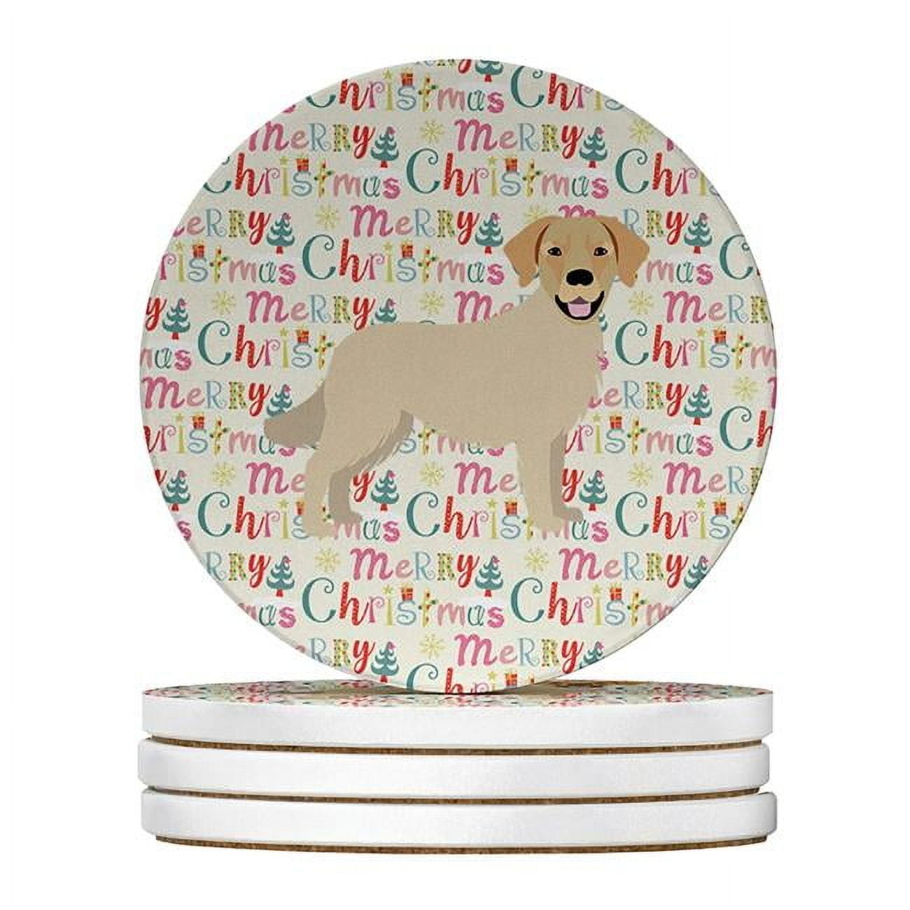 Golden Retriever Merry Christmas Large Sandstone Coasters Pack of 4 4 in x 4 in