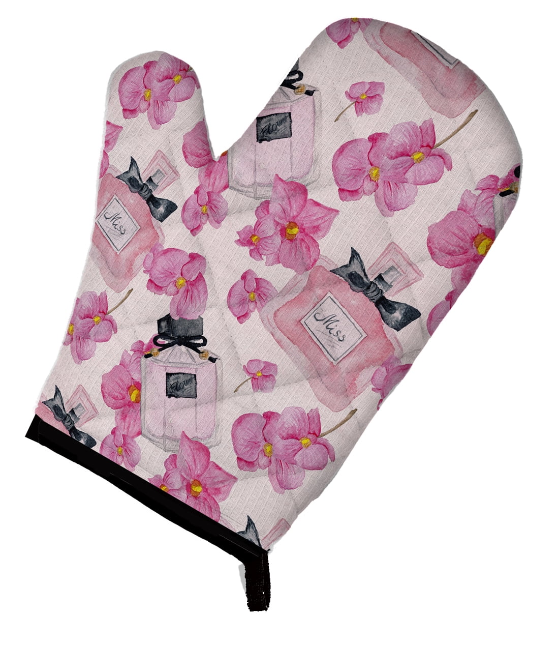 Watercolor Pink Flowers and Perfume Oven Mitt