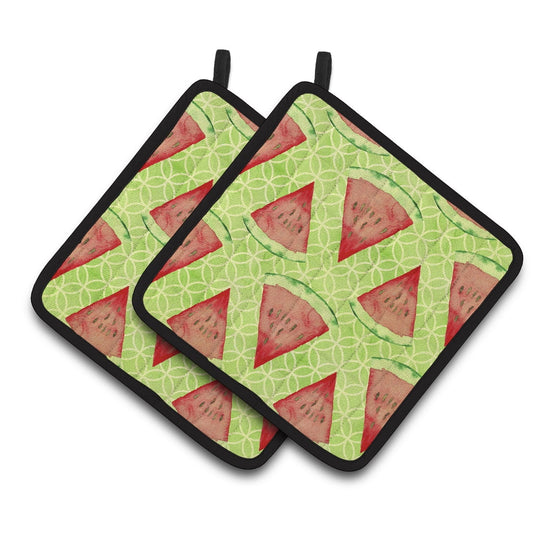Caroline's Treasures Watercolor Rainbow Geometric Circles Pair of Pot Holders