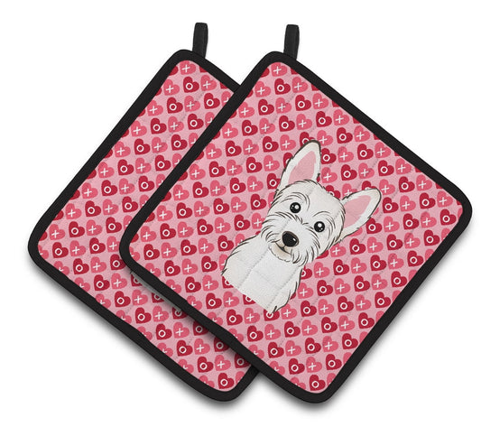 Westie Hearts Pair of Pot Holders