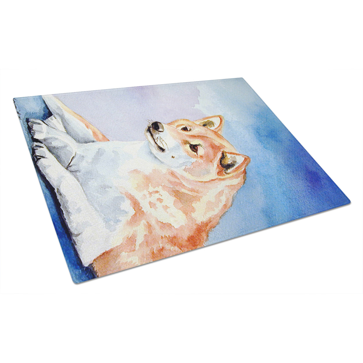 Red and White Shiba Inu Glass Cutting Board Large