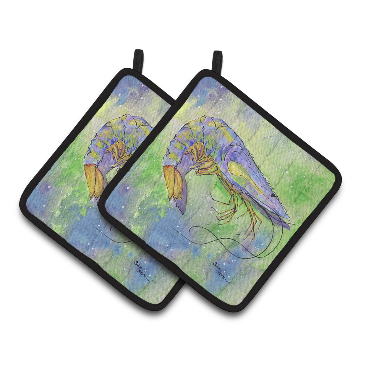 Carolines Treasures 8342PTHD Shrimp Pair of Pot Holders, 7.5HX7.5W, multicolor