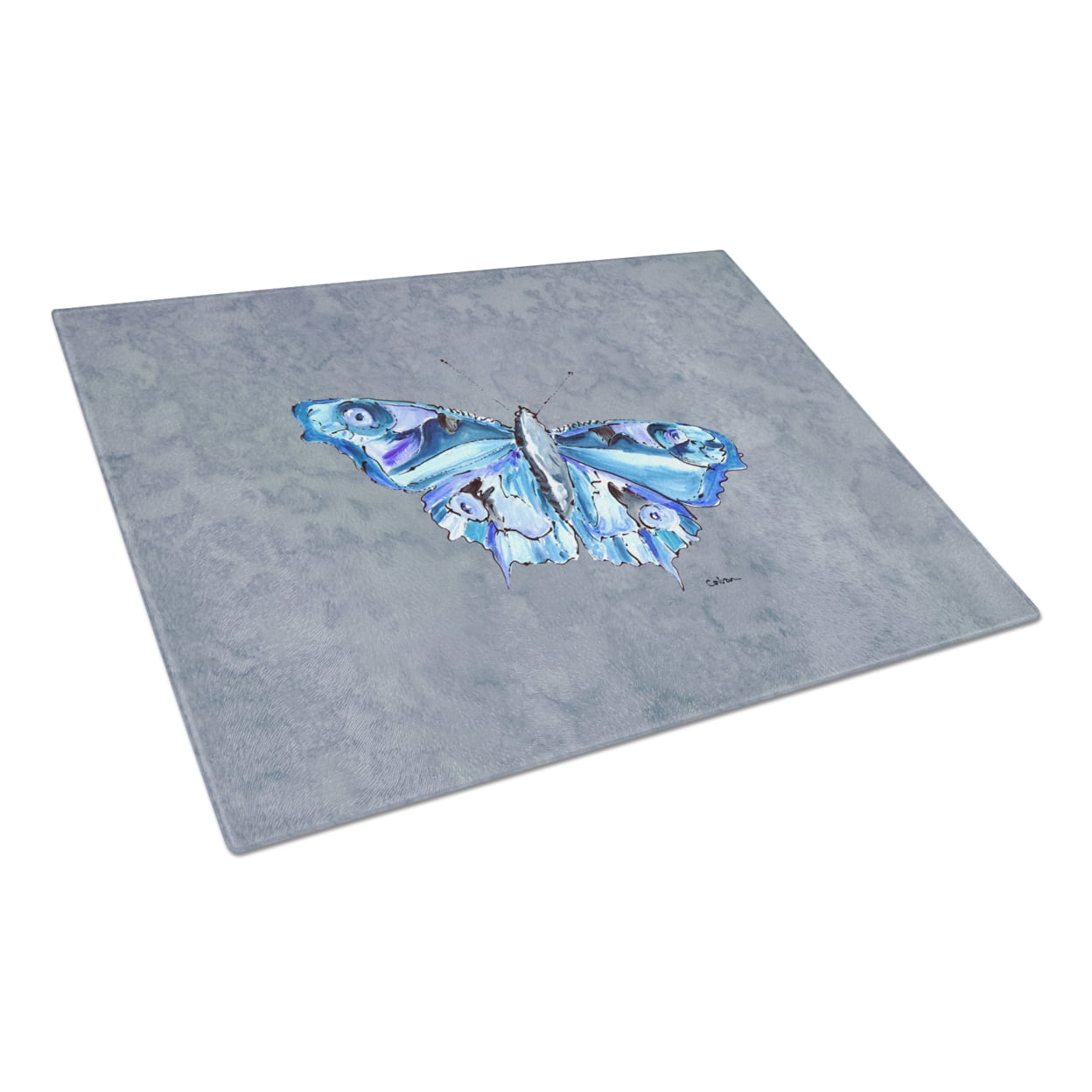 Butterfly on Gray Glass Cutting Board Large