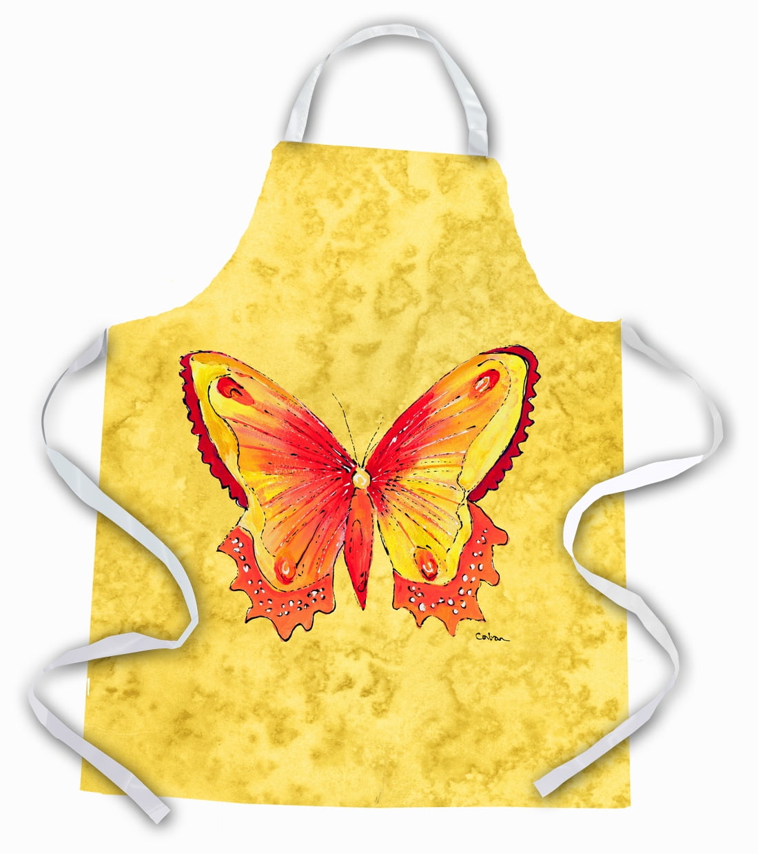 Carolines Treasures 8857APRON Butterfly on Yellow Apron Large multicolor