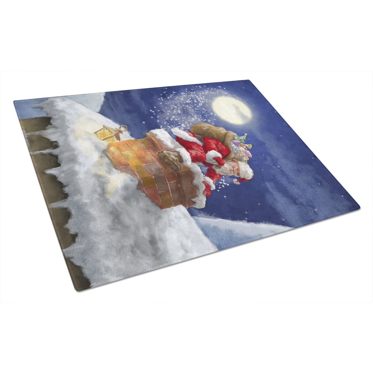 Carolines Treasures APH5479LCB Christmas Santa Claus in the Chimney Glass Cutting Board Large 12H x 16W multicolor