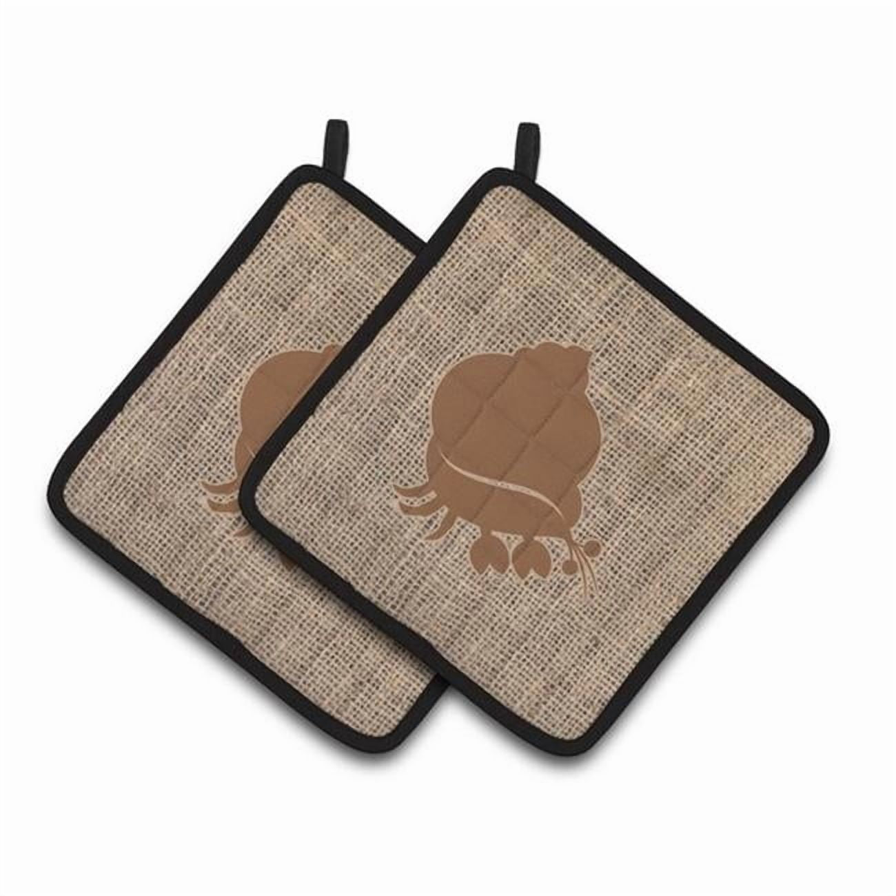 Carolines Treasures BB1102-BL-BN-PTHD Hermit Crab Faux Burlap and Brown Pair of Pot Holders 7.5HX7.5W multicolor