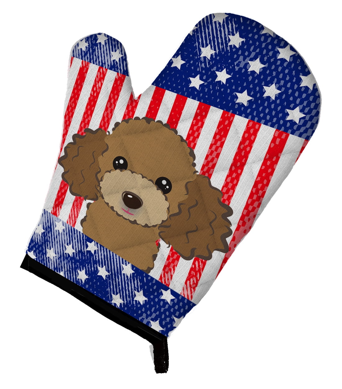 American Flag and Chocolate Brown Poodle Oven Mitt