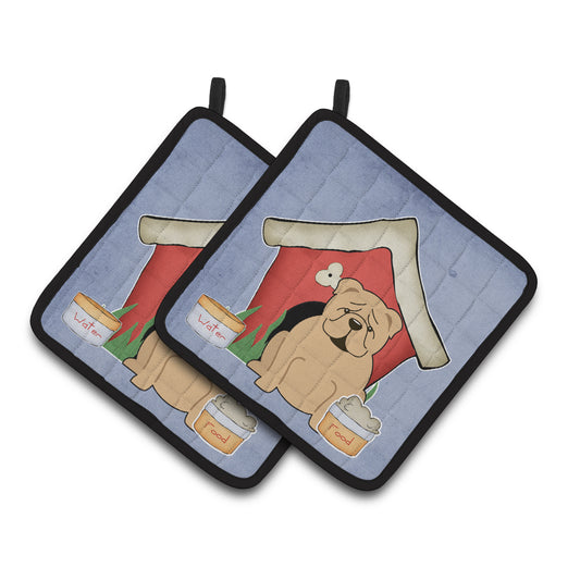 Carolines Treasures BB2878PTHD Dog House Collection English Bulldog Fawn Pair of Pot Holders  7.5HX7.5W multicolor