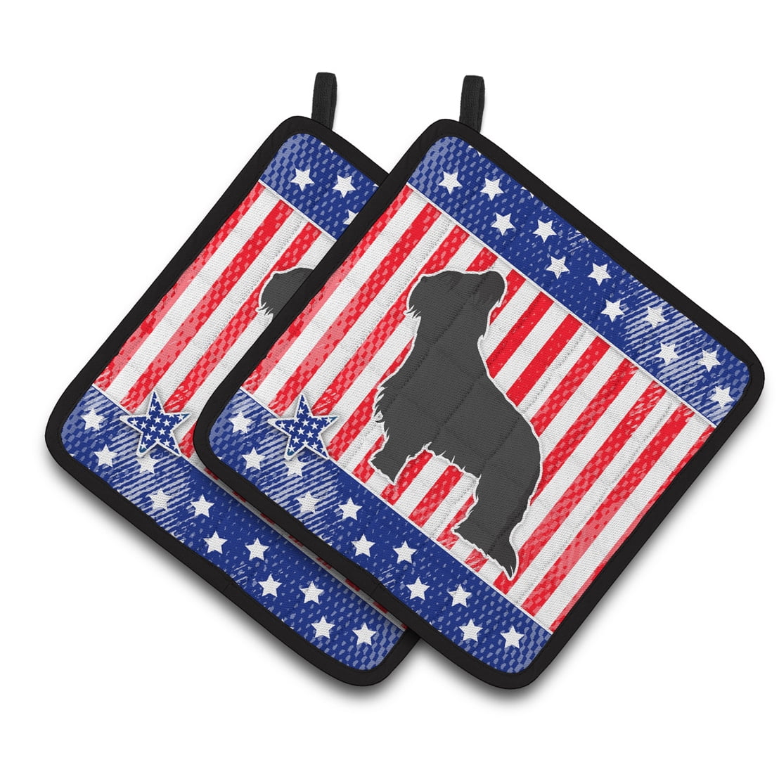Carolines Treasures BB3326PTHD USA Patriotic Briard Pair of Pot Holders  7.5HX7.5W multicolor