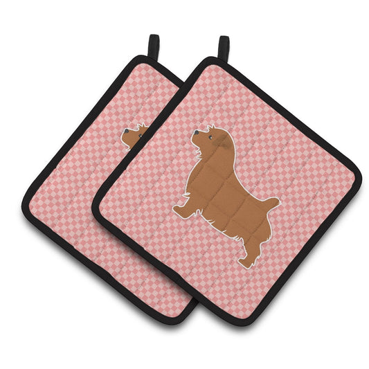 Carolines Treasures BB3609PTHD Norfolk Terrier Checkerboard Pink Pair of Pot Holders , 7.5HX7.5W, multicolor