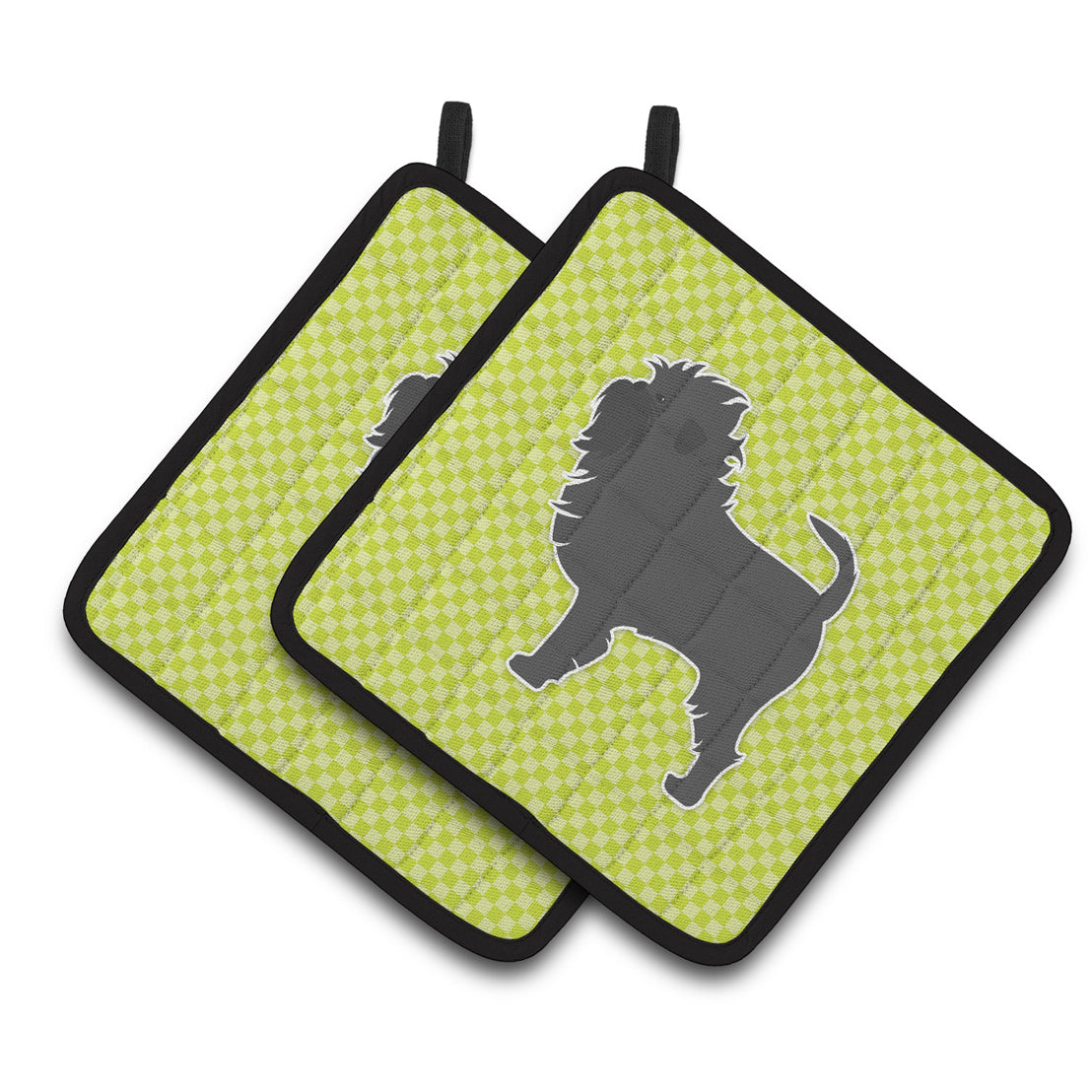 Carolines Treasures BB3848PTHD Affenpinscher Checkerboard Green Pair of Pot Holders , 7.5HX7.5W, multicolor