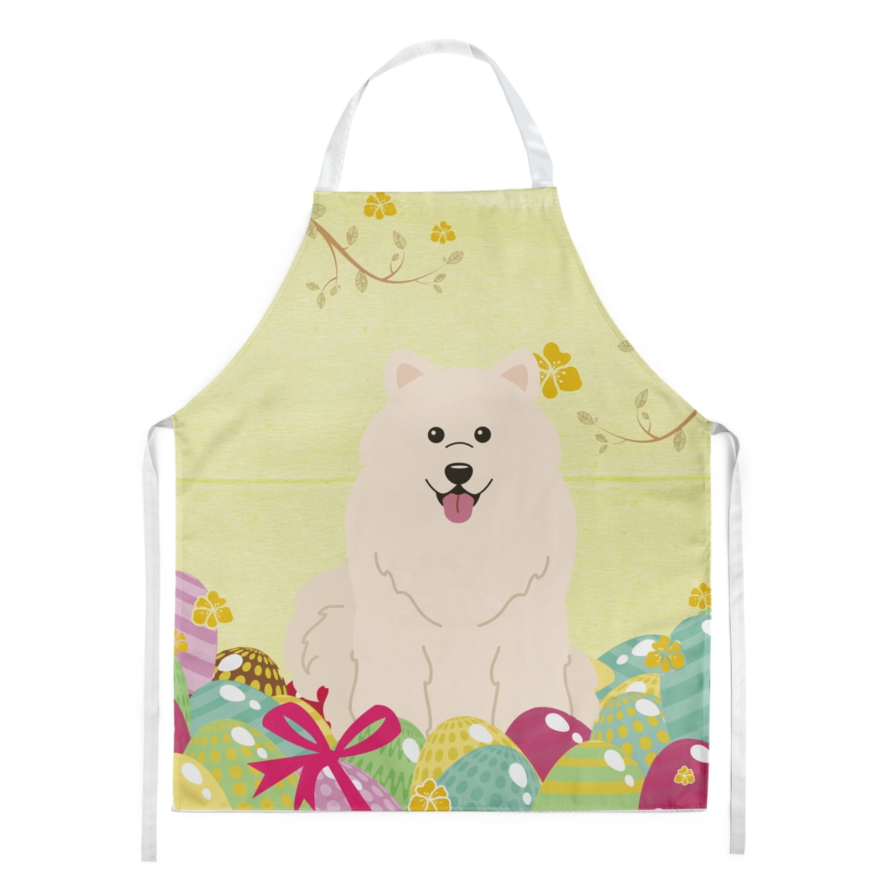Carolines Treasures BB6030APRON Easter Eggs Samoyed Apron Large multicolor