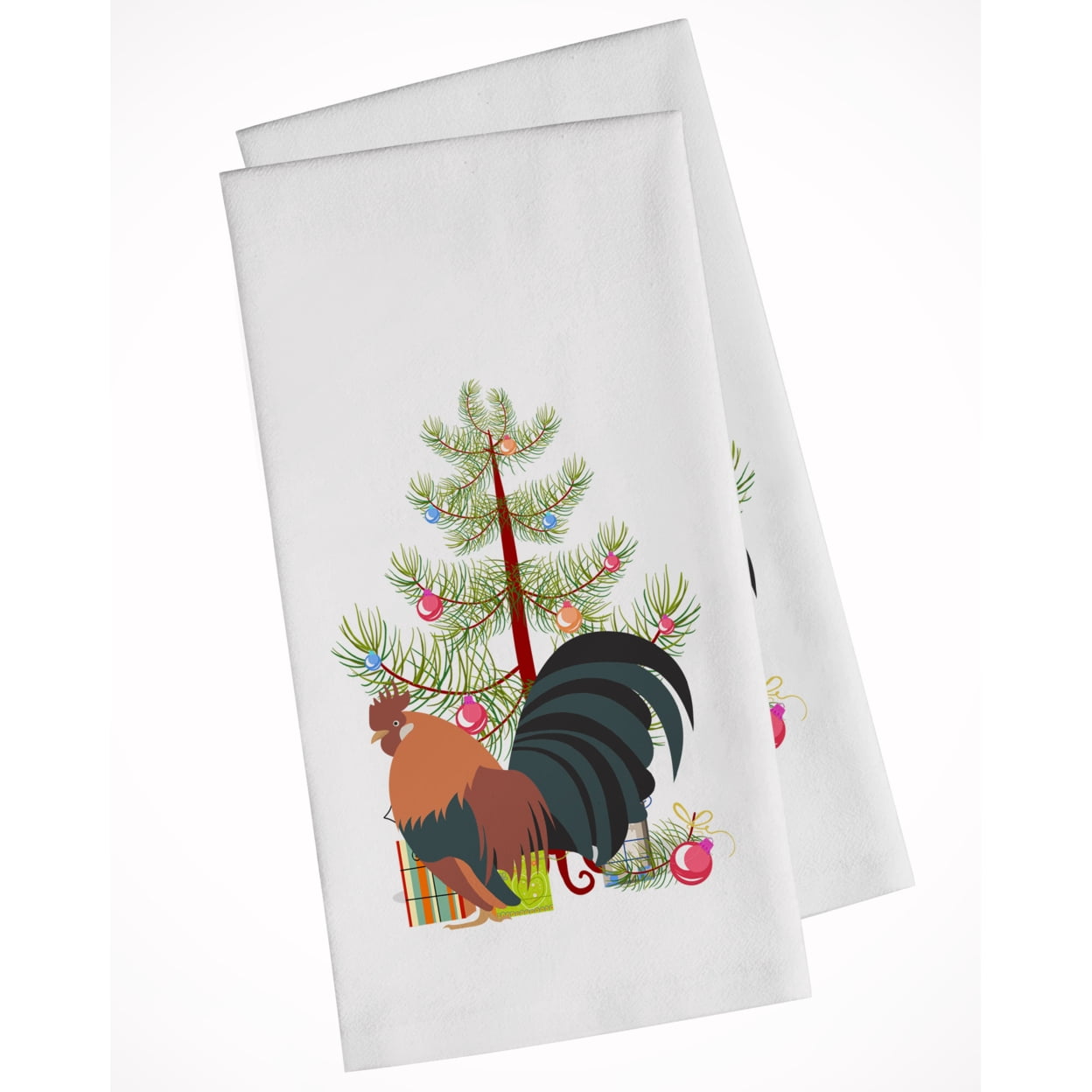 Carolines Treasures BB9203WTKT Dutch Bantam Chicken Christmas White Kitchen Towel Set of 2 Dish Towels Teal 19 X 25"