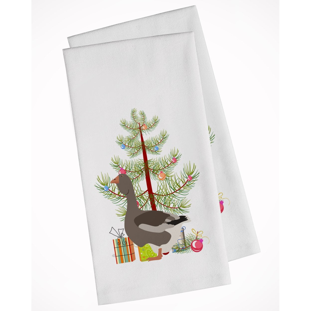 Carolines Treasures BB9264WTKT Toulouse Goose Christmas White Kitchen Towel Set of 2 Dish Towels Teal 19 X 25"