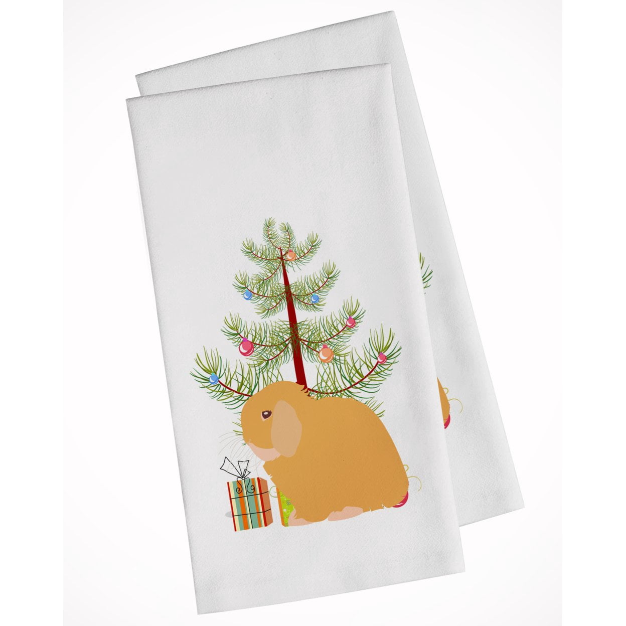Carolines Treasures BB9335WTKT Holland Lop Rabbit Christmas White Kitchen Towel Set of 2 Dish Towels Teal 19 X 25"