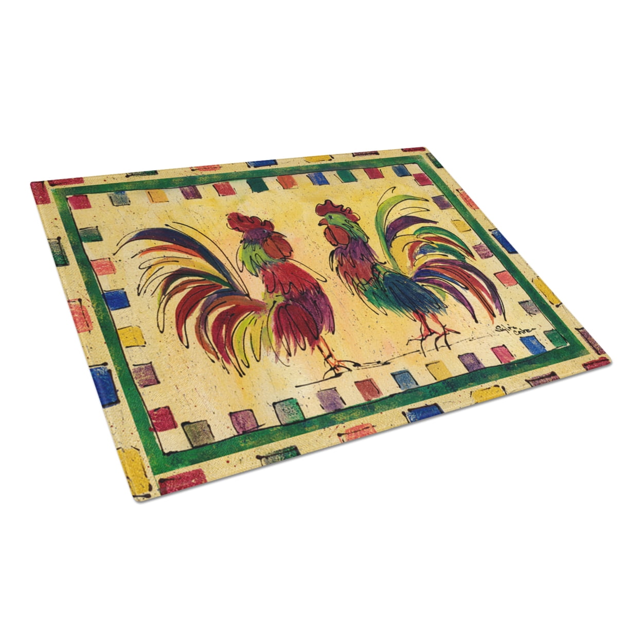 Carolines Treasures Bird - Rooster Glass Cutting Board Large 12H x 16W multicolor