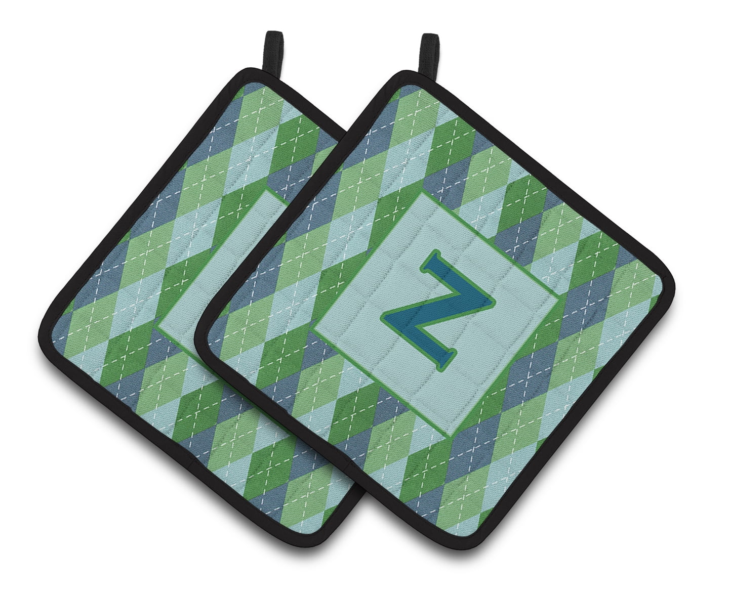 Carolines Treasures CJ1020-ZPTHD Letter Z Initial Monogram - Blue Argoyle Pair of Pot Holders, 7.5HX7.5W, multicolor