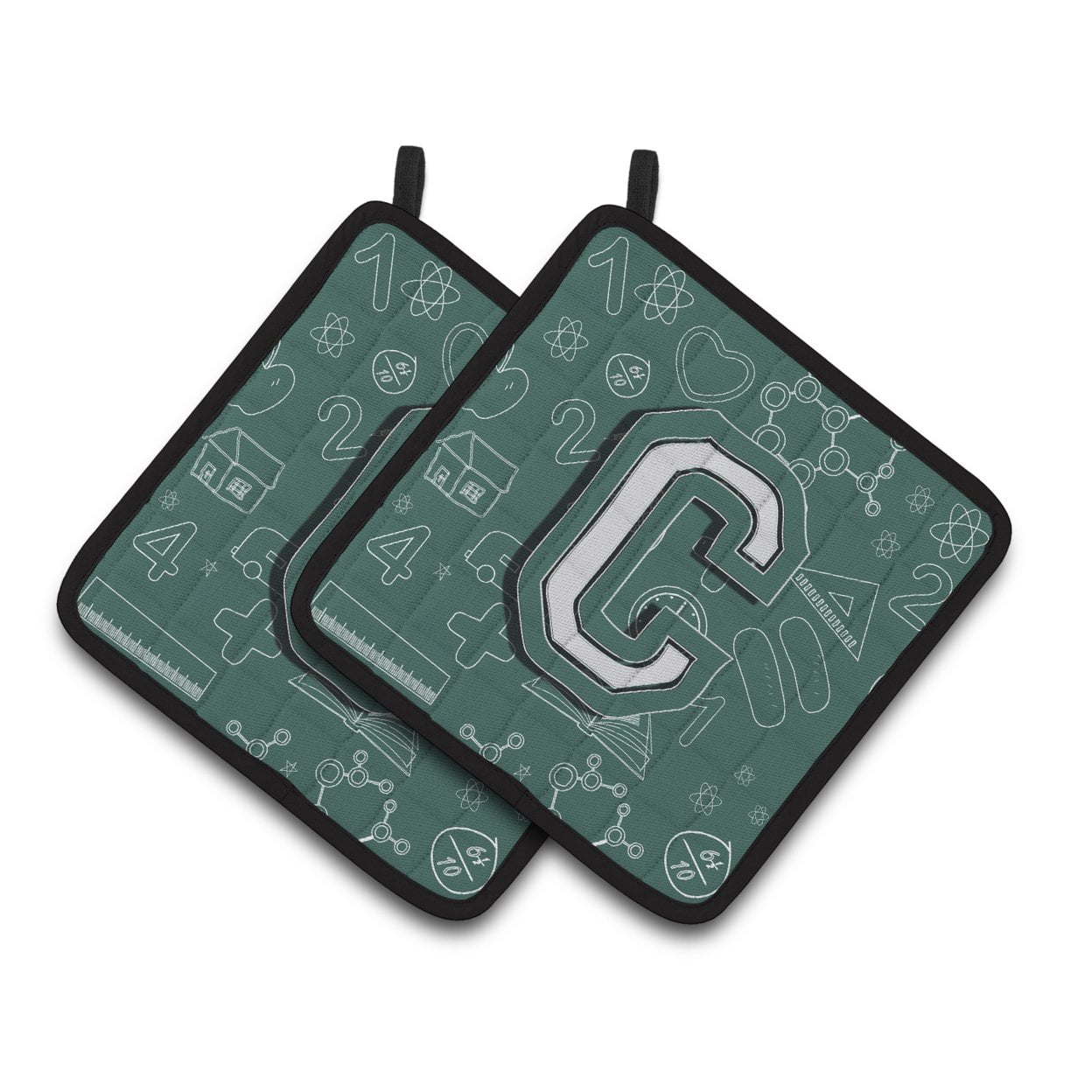 Carolines Treasures CJ2010-CPTHD Letter C Back to School Initial Pair of Pot Holders, 7.5HX7.5W, multicolor