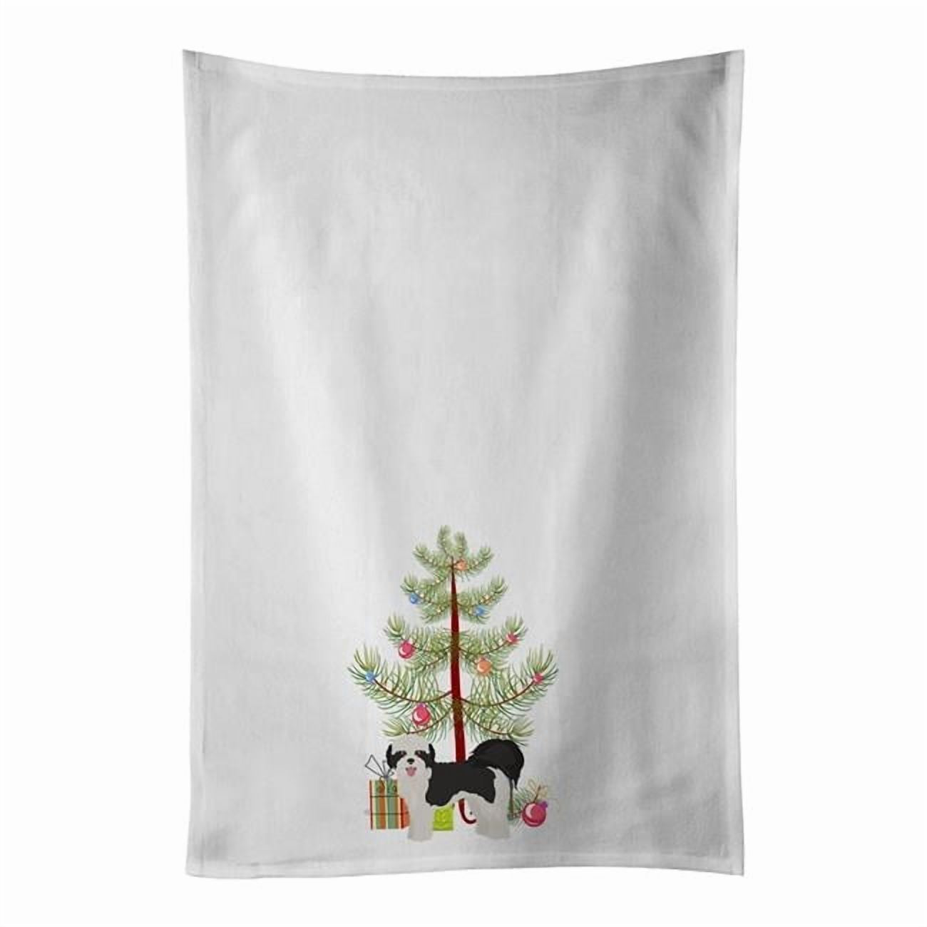 Carolines Treasures CK3885WTKT 28 x 19 in. Unisex Zuchon No.2 Christmas Tree White Dish Towels Kitchen Towel - Set of 2