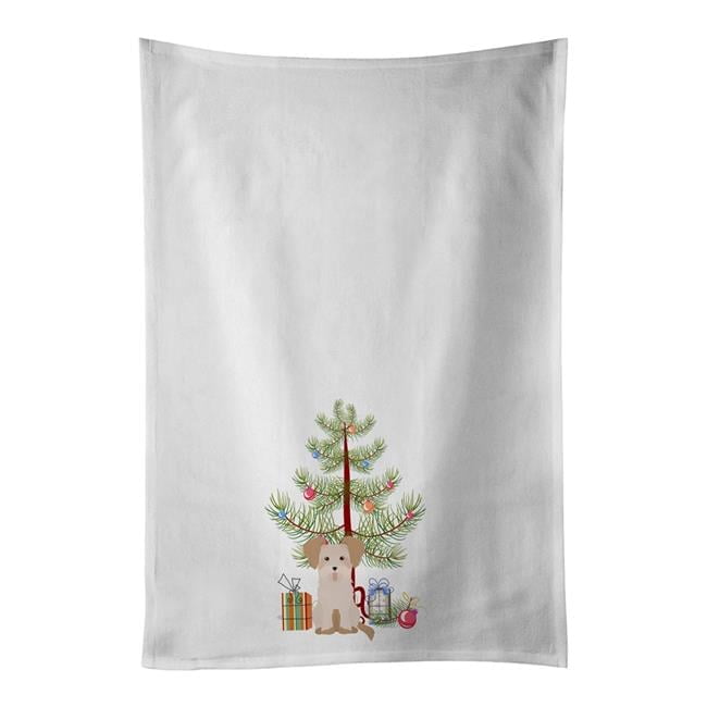Carolines Treasures CK3889WTKT 28 x 19 in. Unisex Morkie No.3 Christmas Tree White Dish Towels Kitchen Towel - Set of 2