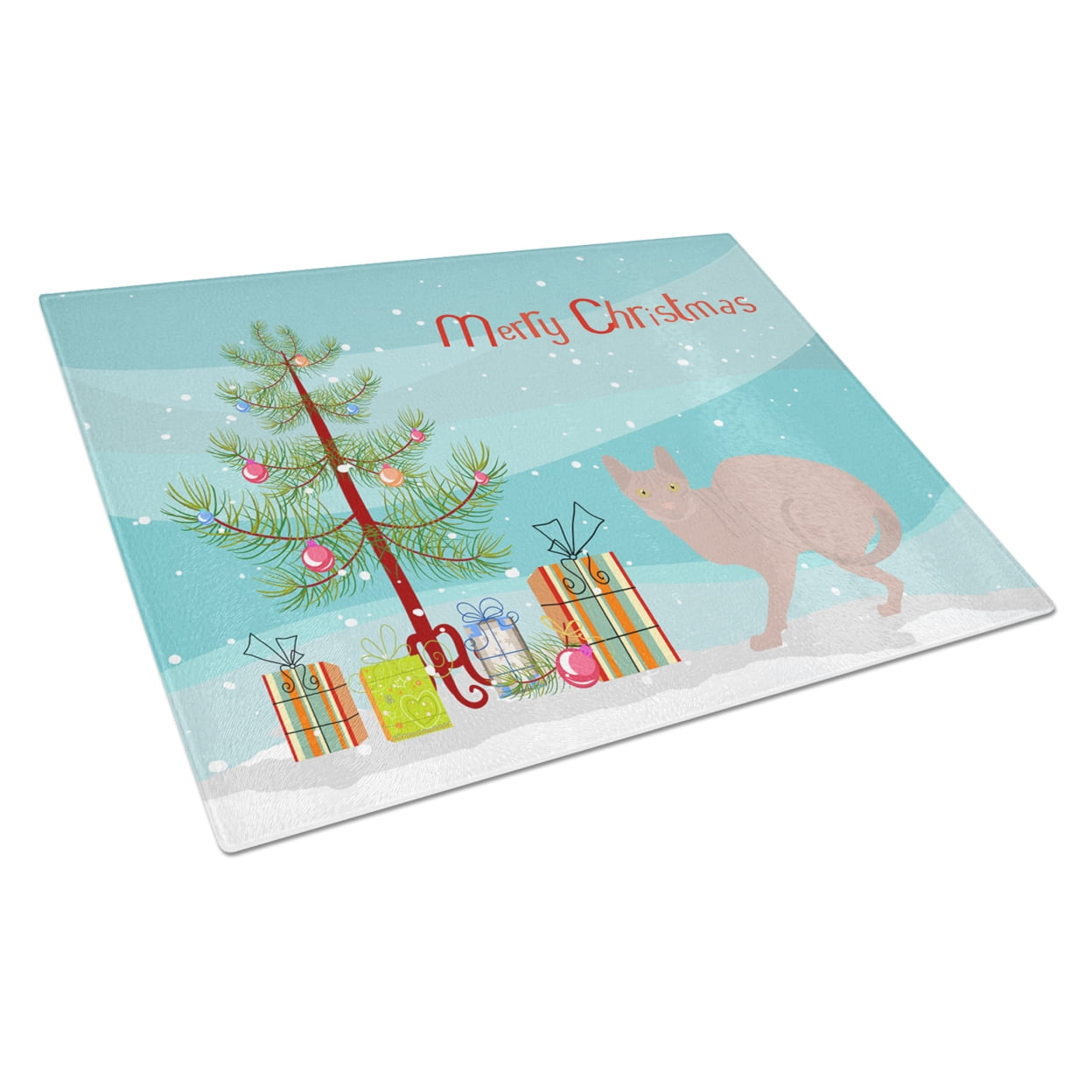 Carolines Treasures CK4606LCB Don Sphynx 3 Cat Merry Christmas Glass Cutting Board Large, 12H x 16W, multicolor