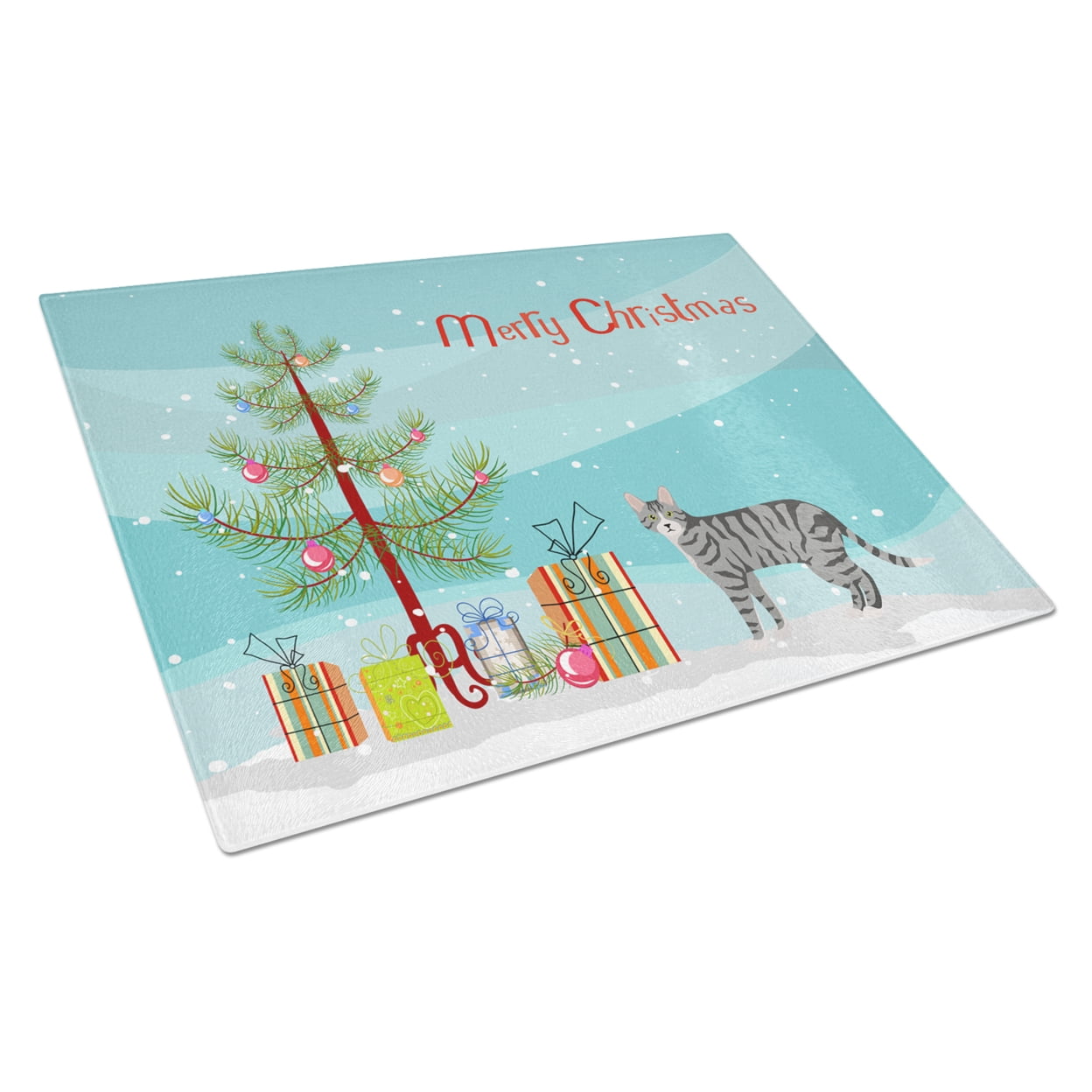 Carolines Treasures CK4607LCB Dragon Li 1 Cat Merry Christmas Glass Cutting Board Large, 12H x 16W, multicolor