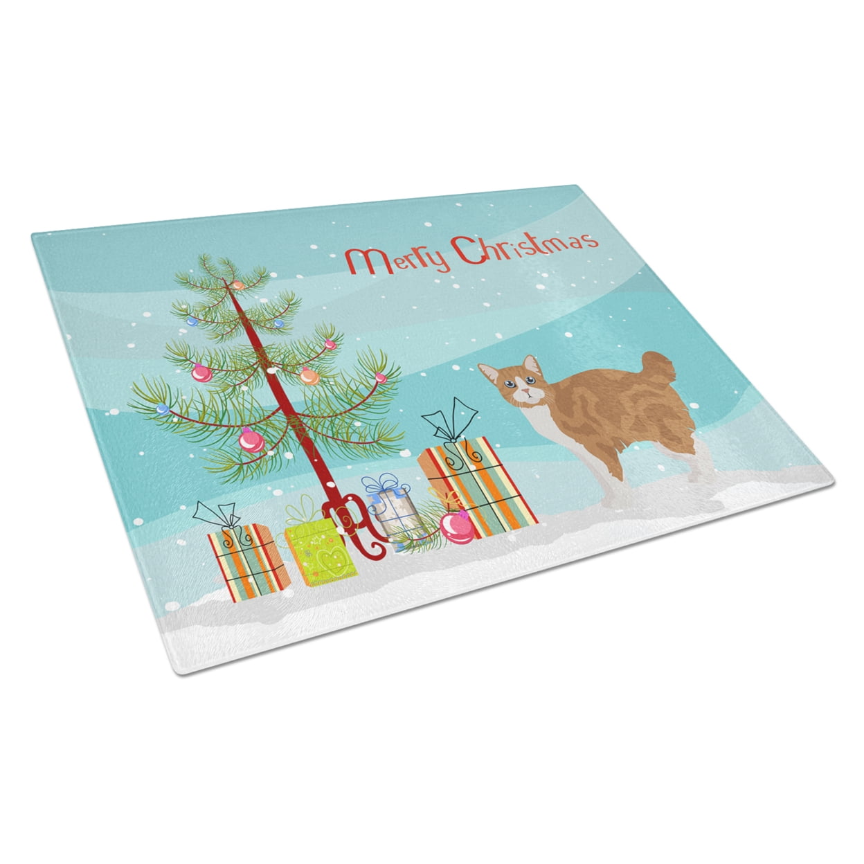 Carolines Treasures CK4653LCB Manx 2 Cat Merry Christmas Glass Cutting Board Large, 12H x 16W, multicolor