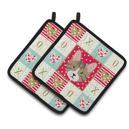 Carolines Treasures CK5112PTHD Dragon Li Cat Love Pair of Pot Holders, 7.5HX7.5W, multicolor