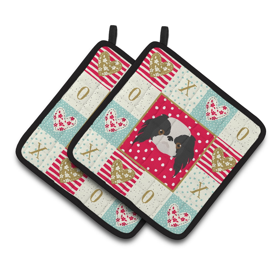 Carolines Treasures CK5209PTHD Japanese Chin Love Pair of Pot Holders, 7.5HX7.5W, multicolor