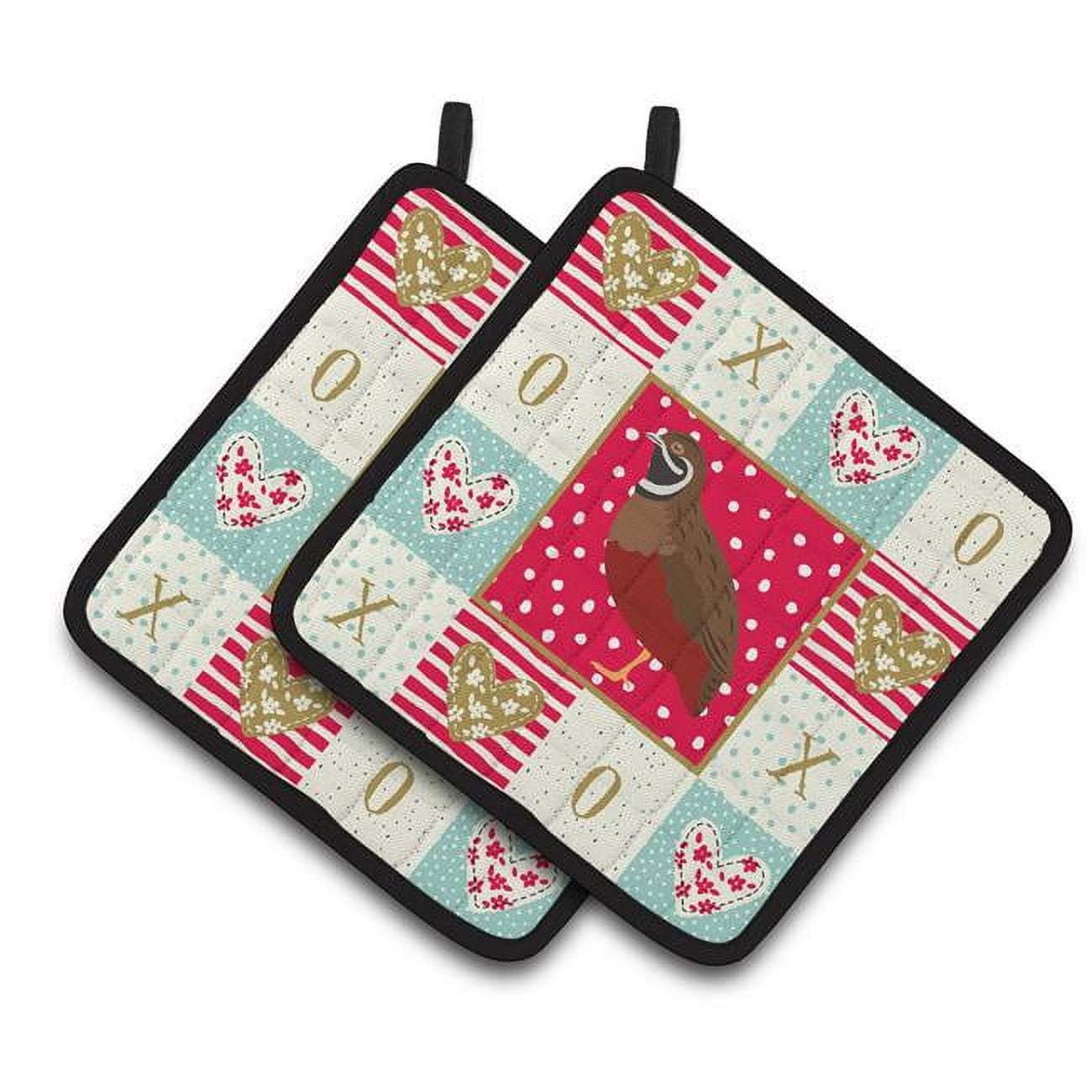 Carolines Treasures CK5383PTHD Chinese Painted or King Quail Love Pair of Pot Holders, 7.5HX7.5W, multicolor