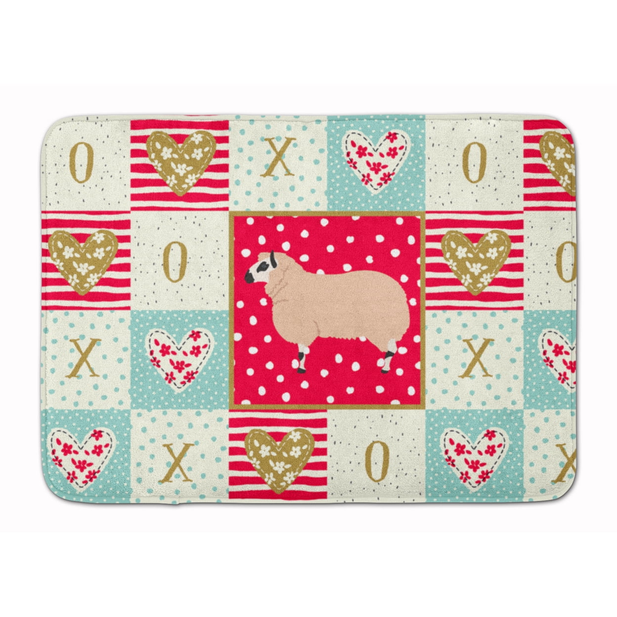 Carolines Treasures CK5406RUG Kerry Hill Sheep Love Machine Washable Memory Foam Mat Red 19 X 27" multicolor