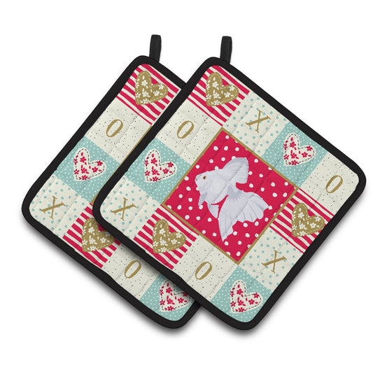 Carolines Treasures CK5477PTHD Ryukin Goldfish Love Pair of Pot Holders, Red, 7.5HX7.5W, multicolor
