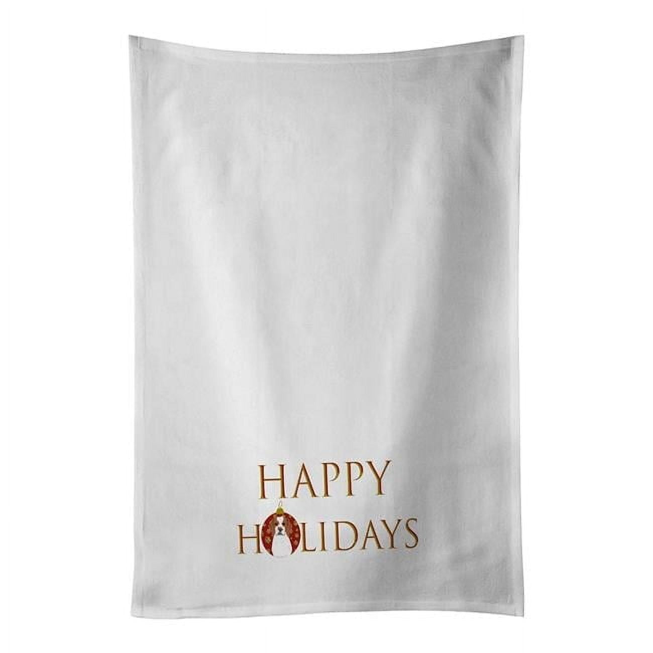 Carolines Treasures CK9157WTKT 28 x 19 in. Unisex Beagle Red & White Red Ticked No.1 Happy Holidays White Dish Towels Kitchen Towel - Set of 2