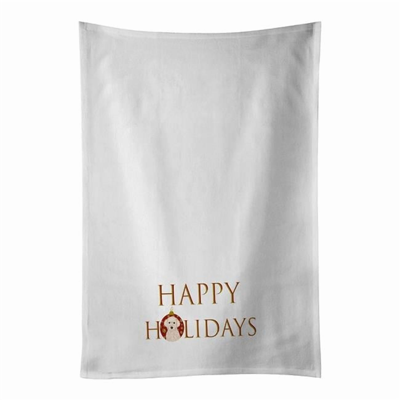 Carolines Treasures CK9199WTKT 28 x 19 in. Unisex Doodle Cream No.2 Happy Holidays White Dish Towels Kitchen Towel - Set of 2