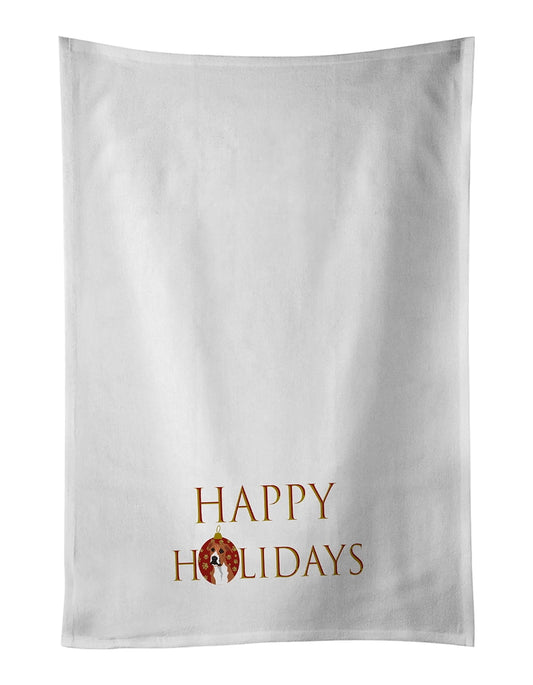 Pit Bull Fawn #3 Happy Holidays White Kitchen Towel Set of 2 19 in x 28 in