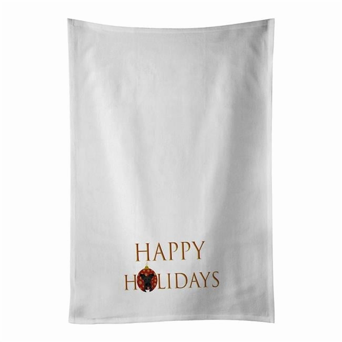 Schnauzer Black #3 Juego de 2 Toallas de Cocina Blancas Happy Holidays de 19 x 28 Pulgadas