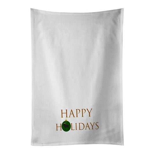 Goats - Verata Goat Happy Holidays White Kitchen Towel Set of 2 19 in x 28 in