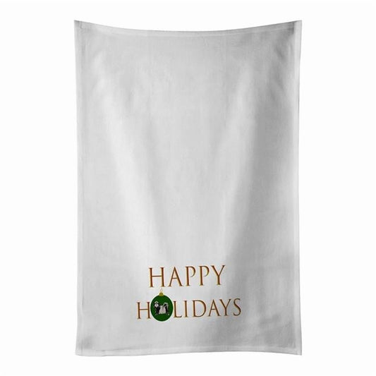 Carolines Treasures CK9696WTKT 28 x 19 in. Unisex Tibetan Terrier Happy Holidays White Dish Towels Kitchen Towel - Set of 2