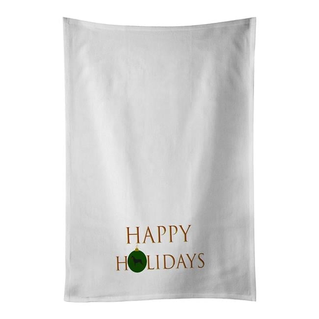 German Pinscher Happy Holidays White Kitchen Towel Set of 2 19 in x 28 in