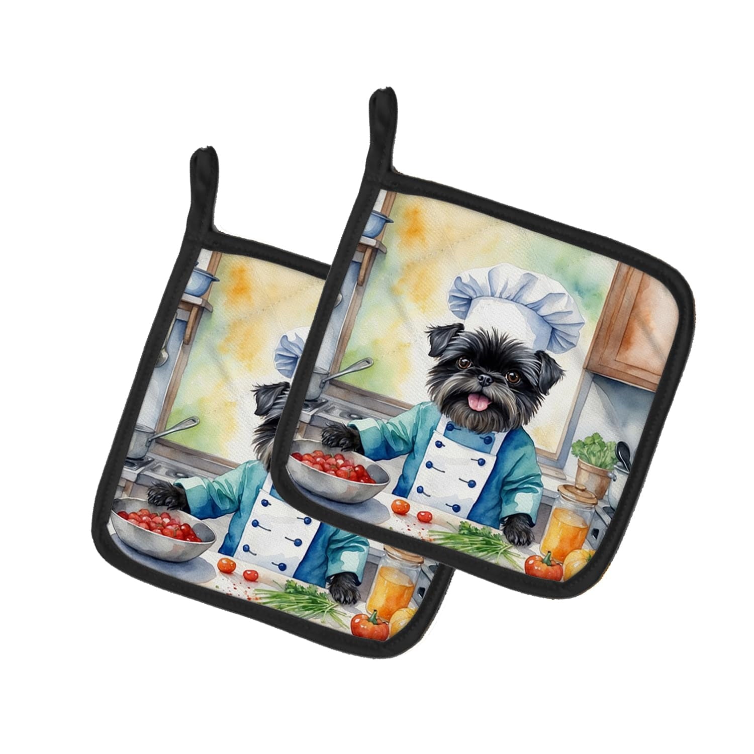 Carolines Treasures DAC6179PTHD 7.5 x 7.5 in. Unisex Affenpinscher The Chef Pair of Pot Holder