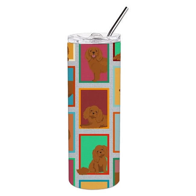 Carolines Treasures MLM1151TBL20 20 oz  Lots of Ruby Cavalier Spaniel Stainless Steel Skinny Tumbler
