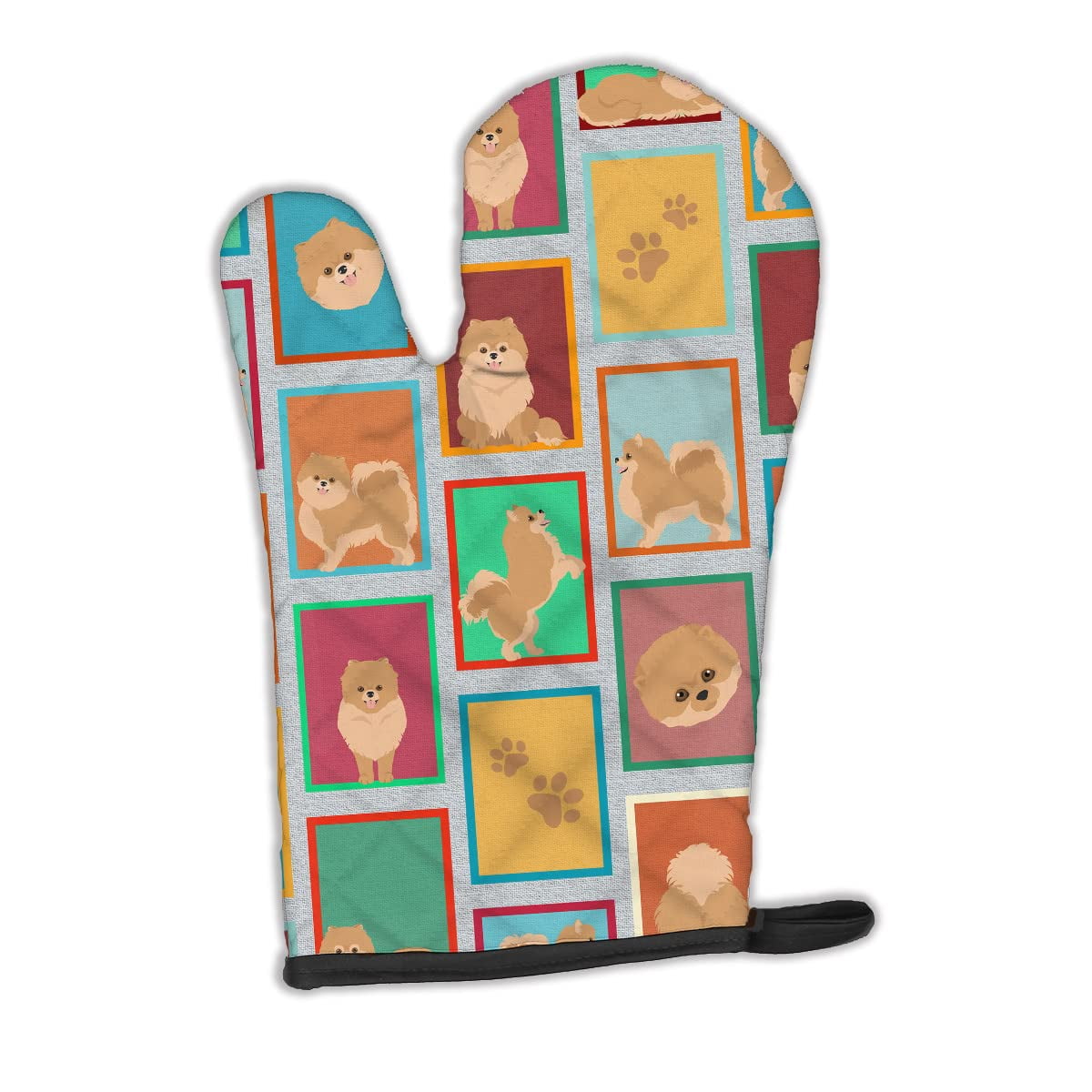 Lots of Orange Pomeranian Oven Mitt 8.5 in x 12 in