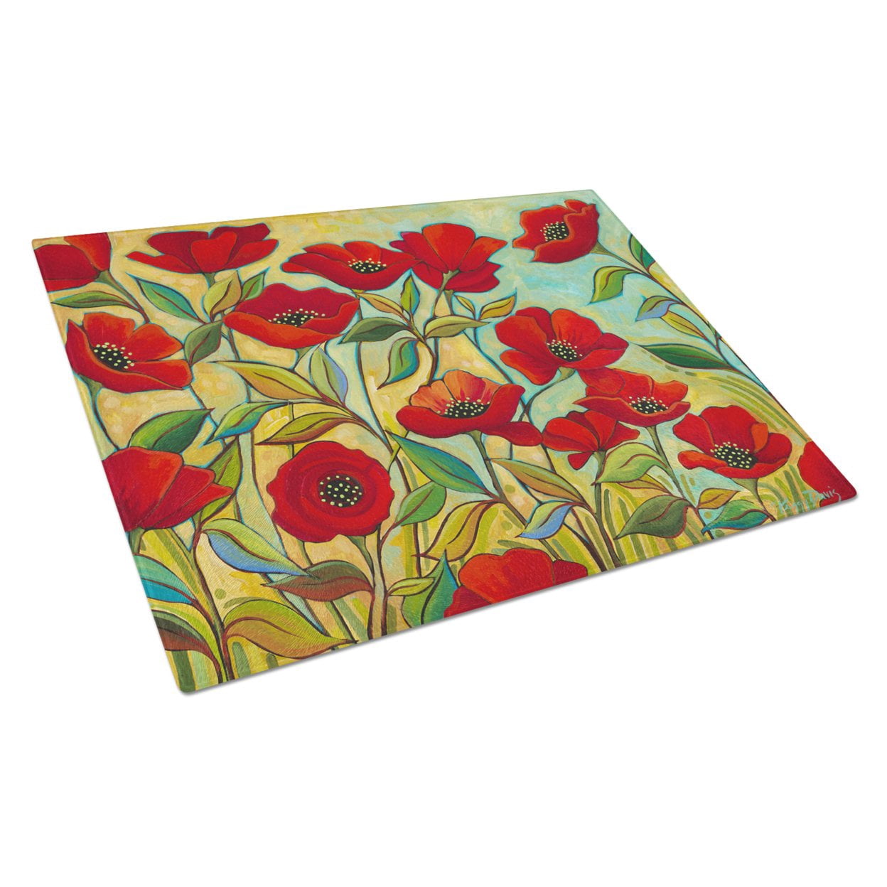 Carolines Treasures PPD3020LCB Poppy Garden Flowers Glass Cutting Board Large, 12H x 16W, multicolor