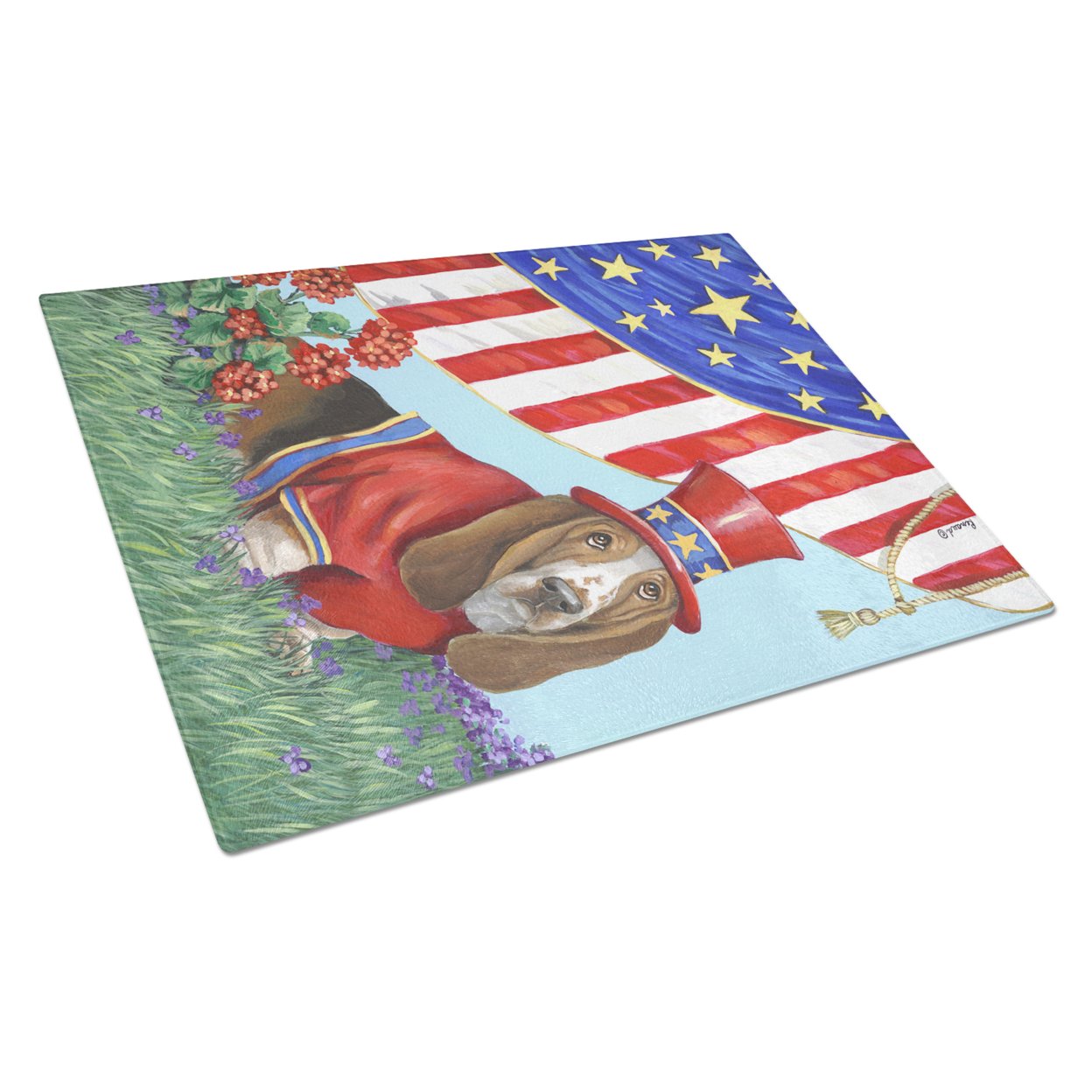 Carolines Treasures PPP3014LCB Basset HoundGlass Cutting Board Large, 12H x 16W, multicolor