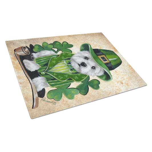 Carolines Treasures PPP3214LCB Westie St Patricks Day Leprechaun Glass Cutting Board Large, 12H x 16W, multicolor