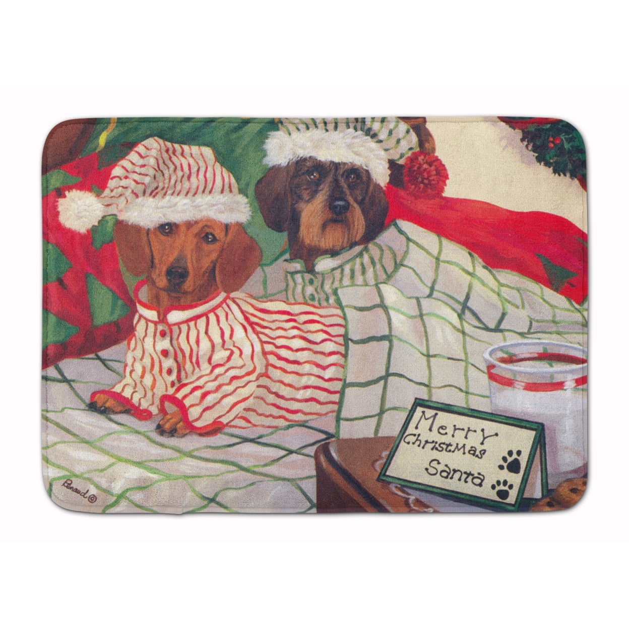 Carolines Treasures PPP3260RUG Dachshund Christmas Waiting for Santa Bath Mat Machine Washable  Anti-fatigue Memory Foam