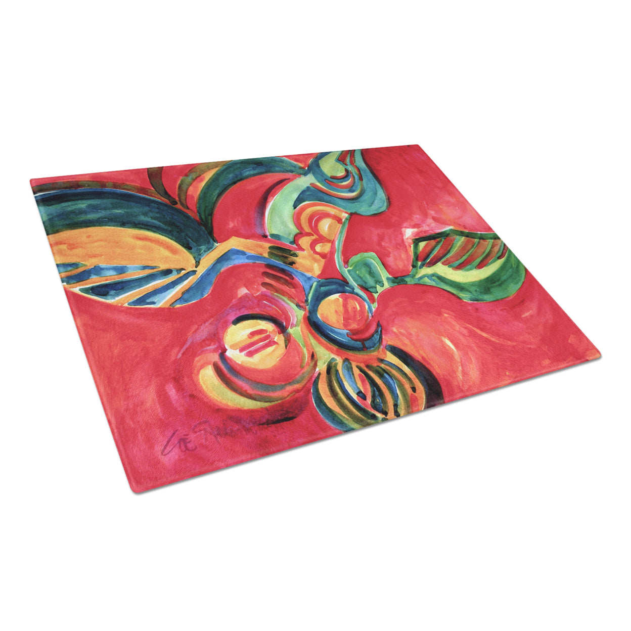 Carolines Treasures Red Flowers and berries Glass Cutting Board Large 12H x 16W multicolor