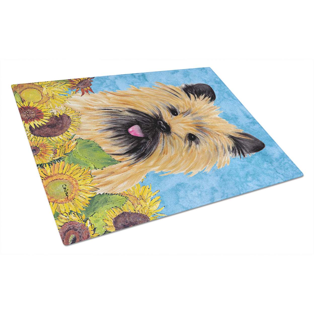 Carolines Treasures SC9057LCB Cairn Terrier in Summer Flowers Glass Cutting Board Large, 12H x 16W, multicolor